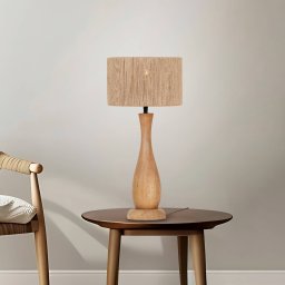 Trio Lighting Toba table lamp, jute, wood, natural finish