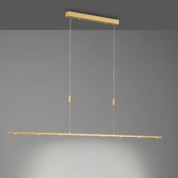 Quitani LED hanging light Tolu, length 179 cm, brass
