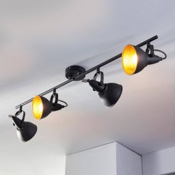 Lindby ceiling light Julin, 85 cm, 4-bulb, black-gold