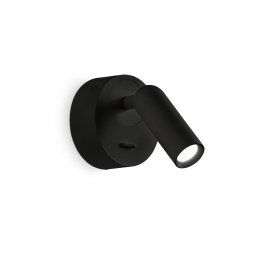 Ideallux Ideal Lux LED wall spotlight Bean, Ø 7 cm, black metal/glass