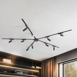 Lindby 48V Lumaro track lighting system, spots, 10-bulb, black, Ø 4cm