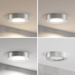 Prios LED ceiling light Edwina, silver, 18 cm, CCT, IP44