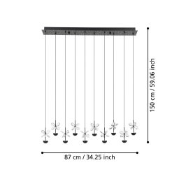 EGLO Stars Of Light LED pendant lamp Pianopoli, black, L. 87 cm