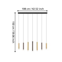 EGLO Stars Of Light LED pendant light Estanterios, 7-bulb long