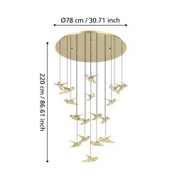 EGLO Stars Of Light LED pendant lamp Paratebueno brass round 17fl
