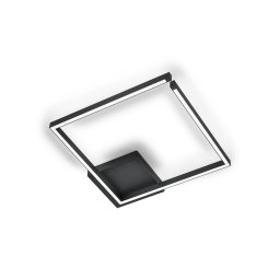 Knapstein LED ceiling light Yoko-Q500, black, 50x50 cm, aluminium