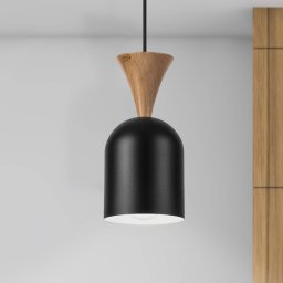 Lamkur Nolan hanging light, Ø 11 cm, black/oak, metal/wood