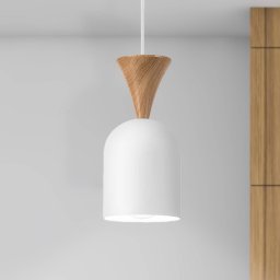 Lamkur Nolan hanging light, Ø 11 cm, white/oak, metal/wood