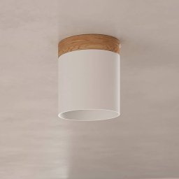 SOLLUX LIGHTING Rif downlight, white, Ø 12 cm, wood, aluminium