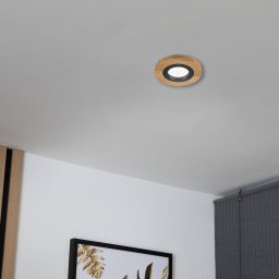 Lamkur Lighting Tobby recessed ceiling light, Ø 10 cm, oak wood, GU10