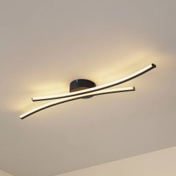 Lindby LED ceiling light Ravion, 90 cm, black, 3,000 K