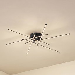 Lindby LED ceiling light Elviano, Ø 80 cm, black, 3,000 K