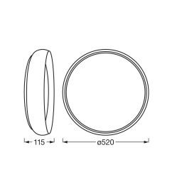 OSRAM LED ceiling lamp ORBIS LIVIA, Ø 52 cm, grey, metal, dimmable