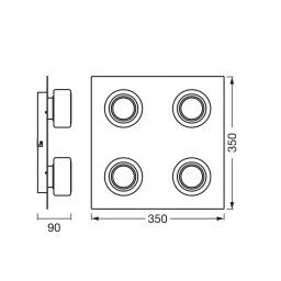 OSRAM LED ceiling lamp ORBIS FLAME, black, 4-bulb, CCT IP44