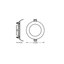 OSRAM LED recessed ceiling light SLIM, Ø 12 cm, 3,000 K, white