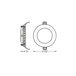 OSRAM LED recessed ceiling light SLIM, Ø 12 cm, 4,000 K, white