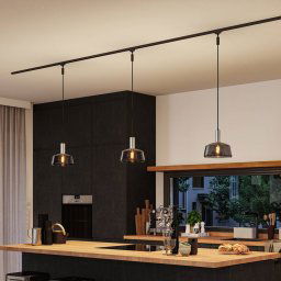 Paulmann URail lampshade Neila 2Easy, Ø 23 cm, smoked glass
