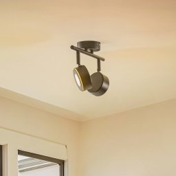 Lindby spotlight Jyla, black, 4,000 K, 2-bulb, GX53