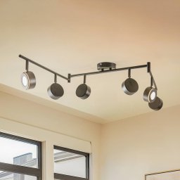 Lindby spotlight Jyla, black, 2,700 K, 6-bulb, GX53