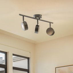 Lindby spotlight Jyla, black, 2,700 K, 3-bulb, GX53