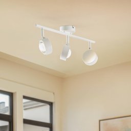 Lindby spotlight Jyla, white, lens, 3,000 K, 3-bulb, GX53