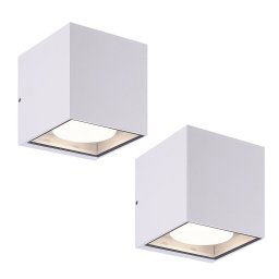 Prios outdoor wall light Tetje, white, angular, 11.5 cm, set of 2