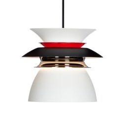 Belid Diablo LED hanging light, Ø 16.5 cm, black/red