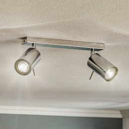 SOLLUX LIGHTING Ceiling spotlight Round, chrome, 2-bulb