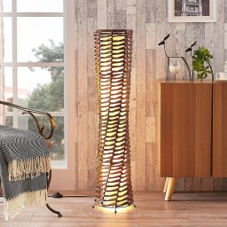 Lindby floor lamp Joas, 110 cm, paper, textile, brown