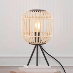 EGLO Bordesley table lamp, wooden lampshade