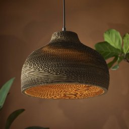 OSRAM HAT pendant light, brown, Ø 36 cm, corrugated cardboard, E27