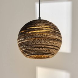 OSRAM BALL pendant light, brown, Ø 26 cm, corrugated cardboard, E27