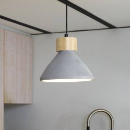 OSRAM CONCRETE WOOD hanging light, grey, Ø 22 cm, concrete, E27