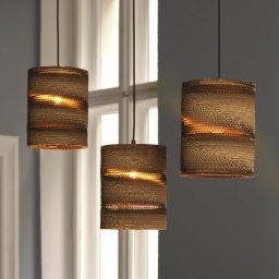 OSRAM CYLINDER hanging light, 3-bulb, brown, Ø 20 cm, corrugated cardboard