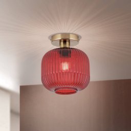 ORION Carneval ceiling light, red, Ø 20 cm, glass, E27