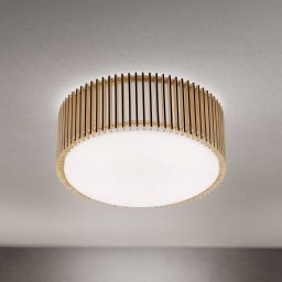 ORION Tarta ceiling light, Ø 50 cm, wood, textile diffuser, 4 x E27