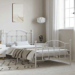vidaXL Metal Bed Frame without Mattress with Footboard White 100x200cm