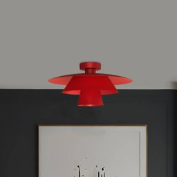 Luminex Plato ceiling light, red, metal, Ø 38 cm, E27