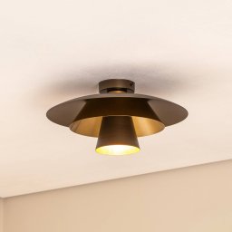 Luminex Plato ceiling light, titanium/gold, metal, Ø 38 cm, E27