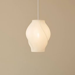 Lucande Tovina pendant light, textile, white, Ø35cm