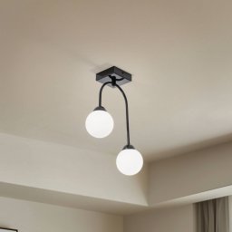 Lamkur Lighting Bandi ceiling light, black/opal, 2-bulb, G9