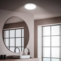 Briloner Pulap LED bathroom ceiling lamp, Ø 29 cm, chrome/white metal