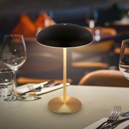 Briloner LED rechargeable table lamp Brilo unplugged Caxa, black/brass