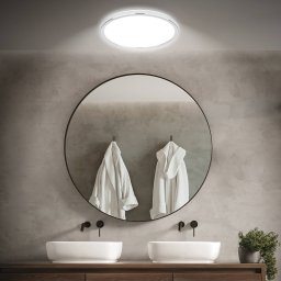 Briloner LED bathroom ceiling lamp Pulap, Ø 42 cm, chrome-coloured/white metal