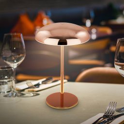 Briloner LED rechargeable table lamp Brilo unplugged Caxa, copper-coloured