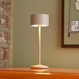 Sigor Veluna LED rechargeable table lamp, beige, set of 3, 25 cm, IP44