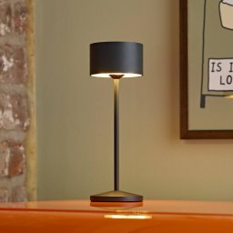 Sigor Veluna LED rechargeable table lamp, black, set of 3, 25 cm, IP44