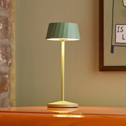 Sigor Facetta LED rechargeable table lamp, green, height 22 cm, metal, CCT