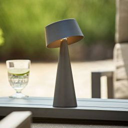 Sigor Solino LED rechargeable table lamp, graphite, solar/USB, 26 cm IP44