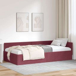 vidaXL Corner Bed Frame with Headboard Wine red 90 x 190 cm